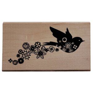 Floral Bird Inkadinkado Rubber Wood Stamp